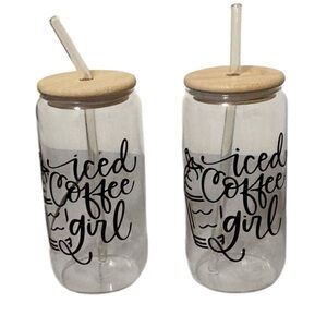 16oz glass can drinking glass (2) with design